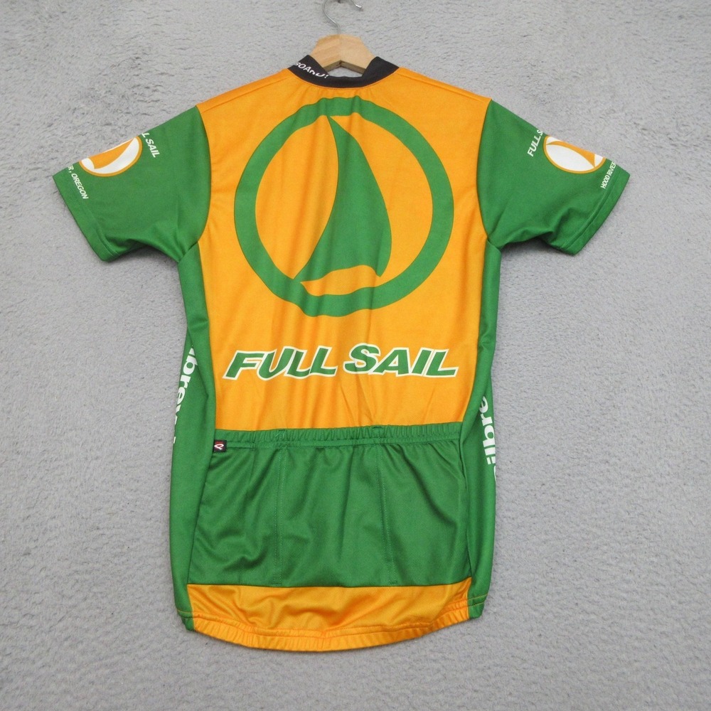 Pace Full Sail Brewing Cycling Jersey Mens S Green Orange 1/4‎ Zip USA Bike Race
